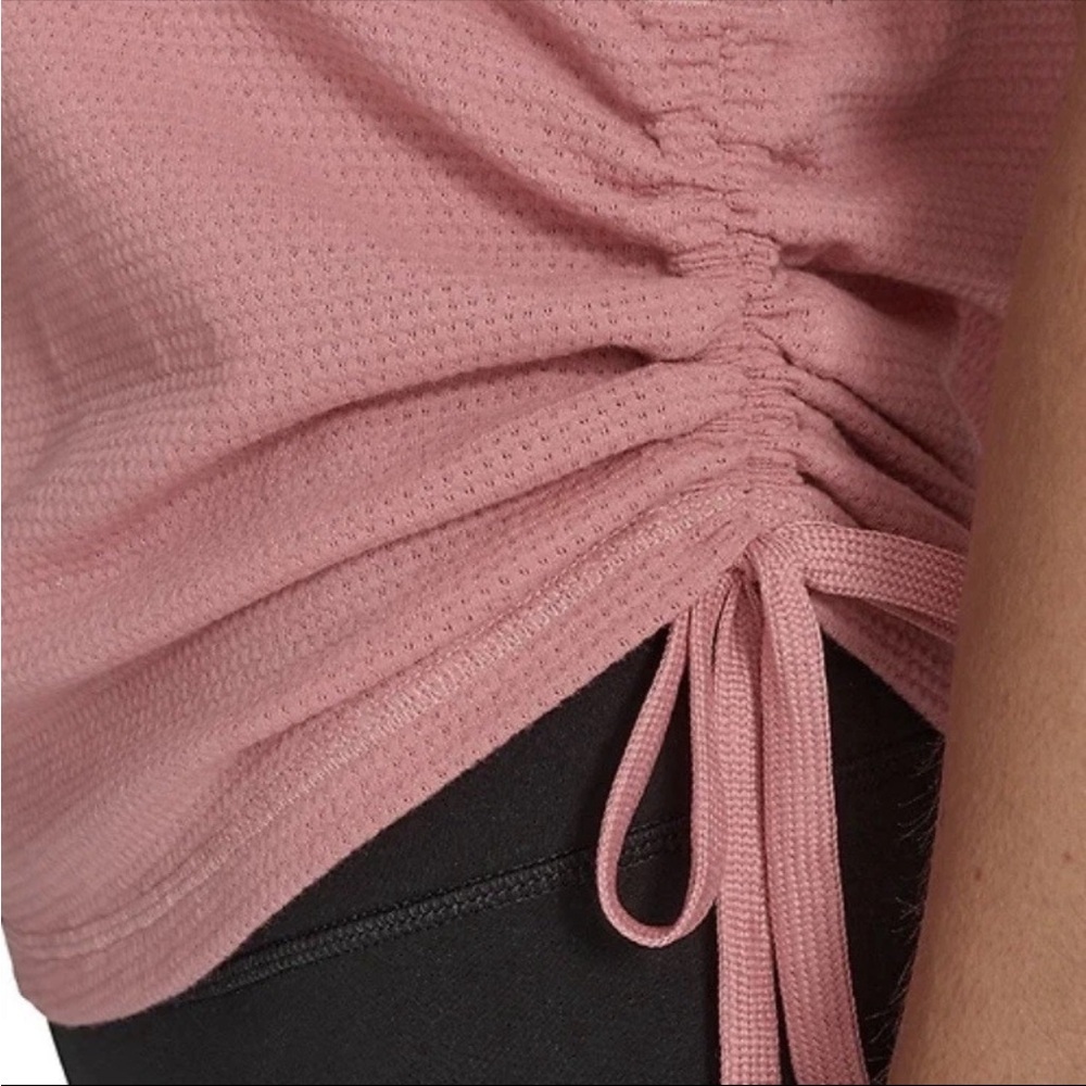 Calvin Klein V-neck Drawstring Ruched Textured Top Women’s Size XL Pink Apricot - Picture 3 of 12
